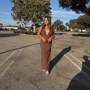 Elegant Brown Maxi Dress